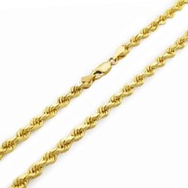 Verona Jewelers 925 Sterling Silver Diamond-Cut Rope Chain Necklace 2MM, 3MM, 4MM - 925 Braided Twist Italian Necklace, 925 Rope Chain, 14K Gold Over Silver Rope Chain Necklace (18, 4MMGOLD)