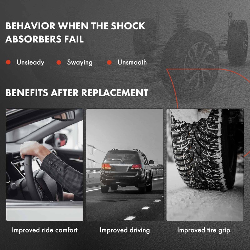 A-Premium Pair (2) Cab Shock Absorbers Compatible with Volvo VNL
