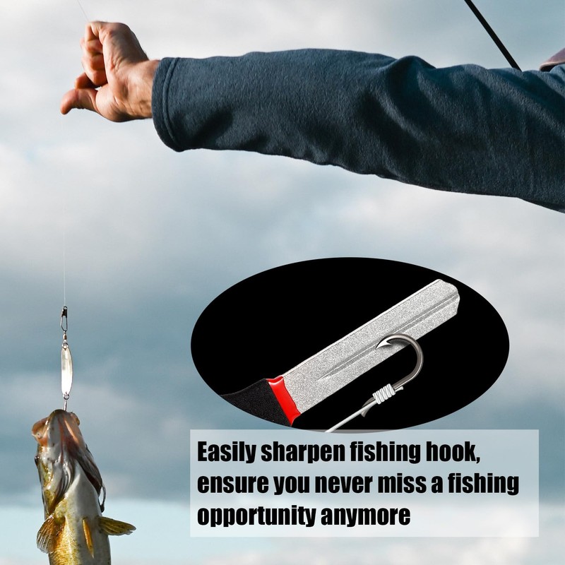 Fish Hook Sharpener, 4 Inch Double-Sided Diamond 800/600 Grit Fishing