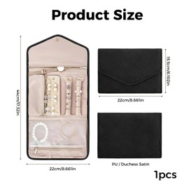 Travel Jewelry Roll Organizer, Jewellery Travel Pouch Durable Nylon Polyester Case for Secure Storage of Necklaces, Earrings, Rings, Compact Design, 8.6x6.0 Inches Closed, 17.3x8.6 Inches Open