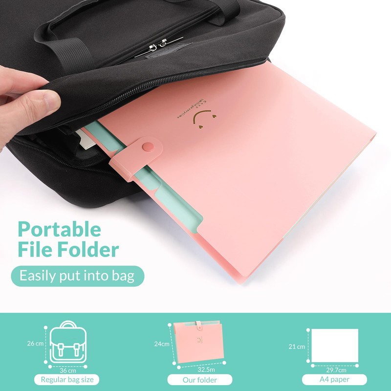 KONVINIT Expanding File Folder Wallet Documents A4 File Folder Pockets