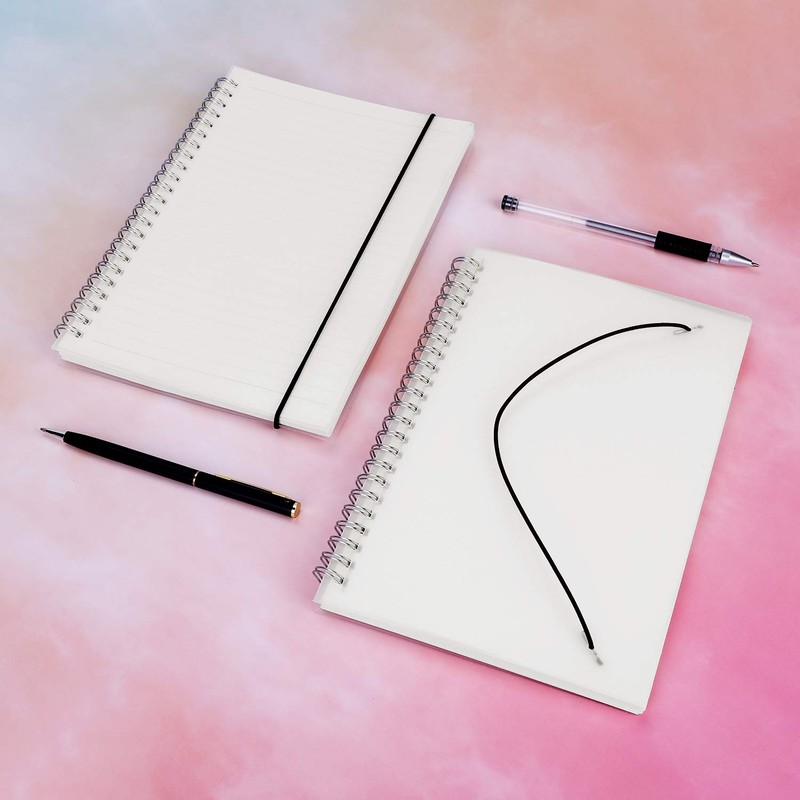IBLUELOVER 2pcs A5 Spiral Bound Notebook Transparent Hardcover Lined/Blank Daily