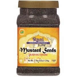 Rani Black Mustard Seeds Whole Spice (Kali Rai) 42oz (2.7lbs) 1.22kg Bulk PET Jar ~ All Natural | Gluten Friendly | NON-GMO | Kosher | Vegan | Indian Origin