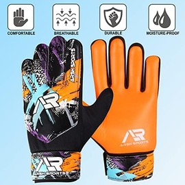 Arsh Sports Goalkeeper Gloves for Kids,Youth and Adult Football Soccer Goalie Gloves with 4-mm Latex Double Wrist Protection (Orange New, Size 8 Suitable for Size M-L Adult)