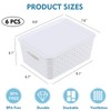 Hespama White Lidded Storage Baskets, Plastic Desktop Organizer Baskets, 6