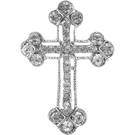 Abaodam Rhinestone Cross Brooch Pin for Women and Men Diamond-in Design Elegant Jewelry Accessory for Wedding Birthday and Daily Wear 1.57X1.18 Inch