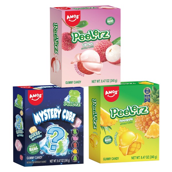 AMOS Peelerz Lychee & Pineapple Gummy Candy & Peelerz Mystery
