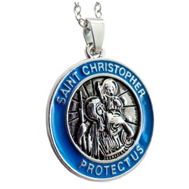 St Christopher Necklace Mens and Womens, Elegant Metal Alloy Chain with Detailed St Christopher Medal Charm for Daily Wear. St Christopher Necklace Womens is the Patron Saint of Travel