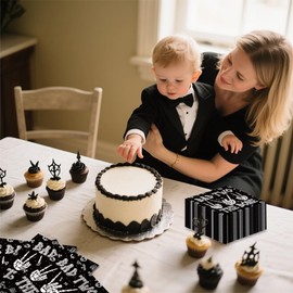 50PCS Bad 2 the Bone Napkins - Bad Two the Bone Party Decorations Boy Skull 2nd Party Napkin Rock Roll Themed Disposable Napkins 6.5" x 6.5"