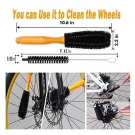 QeeHeng Precision Bicycle Cleaning Brush Tool,Bike Cleaning Tool Set Including Bike Chain Scrubber, Suitable for Mountain, Road, City, Hybrid,BMX Bike and Folding Bike,10 Pieces