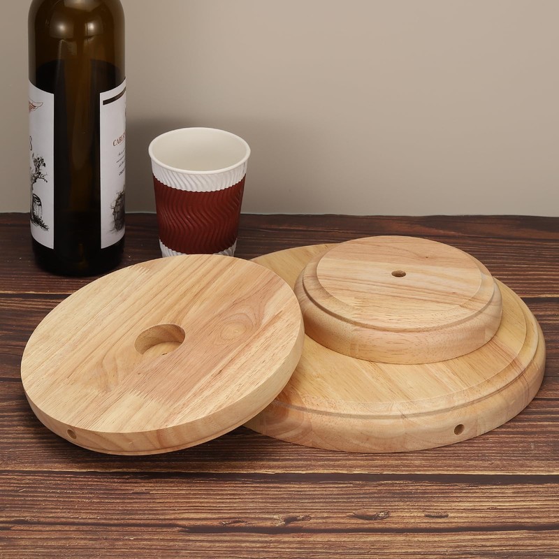 PATIKIL 5.5" x 1.3" Wooden Lamp Base, Round Solid Wooden