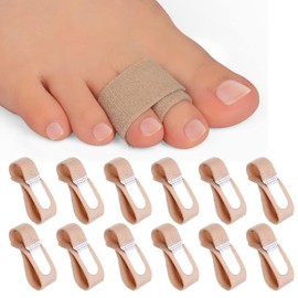 12 Pack Fabric Hammer Toe Corrector, Fabric Hammer Toe Wraps, Reusable Fabric Buddy Wraps for Broken Toes, Toe Bandages Protectors for Crooked Toes, Curled Toes, Bent Toes and Broken Toes