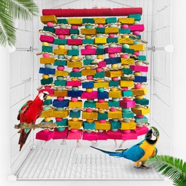 WQY GroceryShop Extra Large Bird Toys for Macaws, Multicolored Wooden Blocks Bird Chewing Toy Parrot Cage Bite Toy for Macaws Cokatoos African Grey and Large Medium Parrot Birds