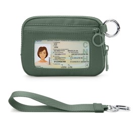 Didida The Iris Wallet Zip Card Case with Keychain Wristlet ID Window Purses for Women Wrist Lanyard, Olive Green