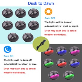 CISLAN LED Outdoor Deck Lights with Photocell, RGB Φ1.38in Low Voltage 12V DC IP65 Waterproof, Remote Dimmable Multi Color Change, Electric Wired Recessed Stair Step Landscape Lighting, 8 Pack Black