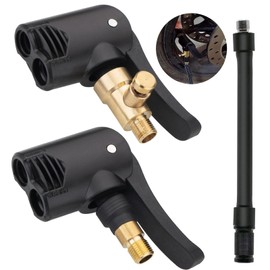 Pack of 2 Tyre Inflation Valve Connection, Tyre Inflator Hose, Car Tyre Air Chuck, Car Valve Adapter with Hose, Brass Tyre Inflator Nipple with 16 cm Tyre Inflator Hose for Bicycle Motorcycle Car