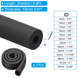 PATIKIL 2-3/8"(60mm) ID x 6.6Ft Pipe Insulation Foam Tube, 2Pcs Pipe Cover Wrap Roll Bar Padding Tubing for Handle Grip HVAC Outdoor Air Conditioner Units