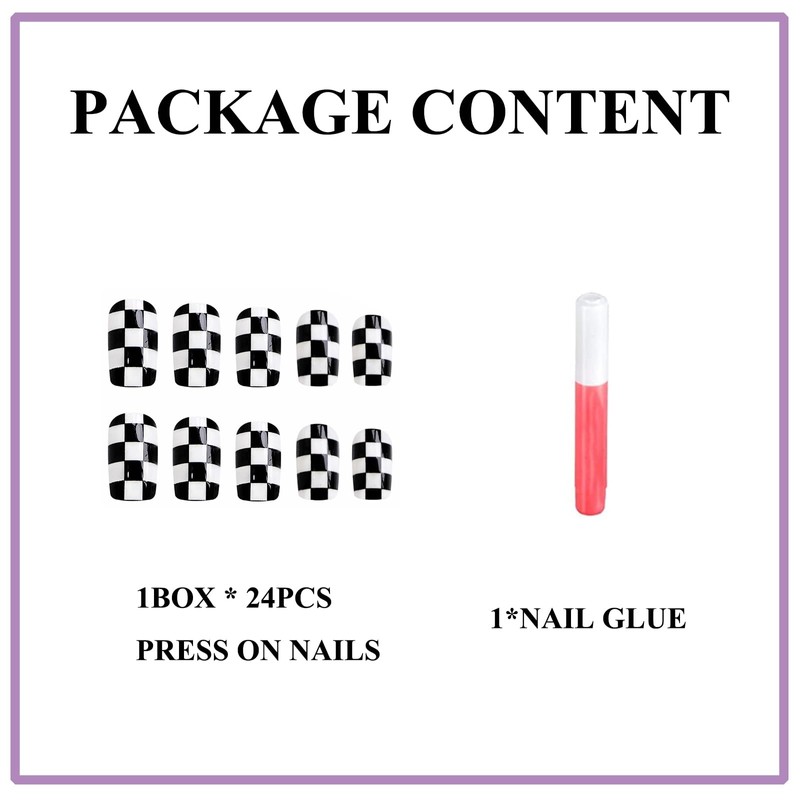 MERVF Medium Press on Nails Square Fake Nails Press ons