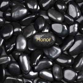 Ausluru 11lbs Natural River Rocks, High-Polished Pebbles for Plants Garden, 1-2 inch Decorative Stones, Ideal for Fish Tank, Vases, Garden Landscaping Rocks Landscaping, Black
