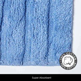 HOMESCAPES Spa Supreme Luxury Bath Mat, Blue, Very Heavy 1800 GSM, Super Soft Plush Cotton Rug, 50x80cm, Washable at Home.