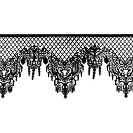 Funshowcase Large Pre-Made Ready to Use Edible Cake Lace Lattice Diamond Scallop 14-inch 10-piece Set Black