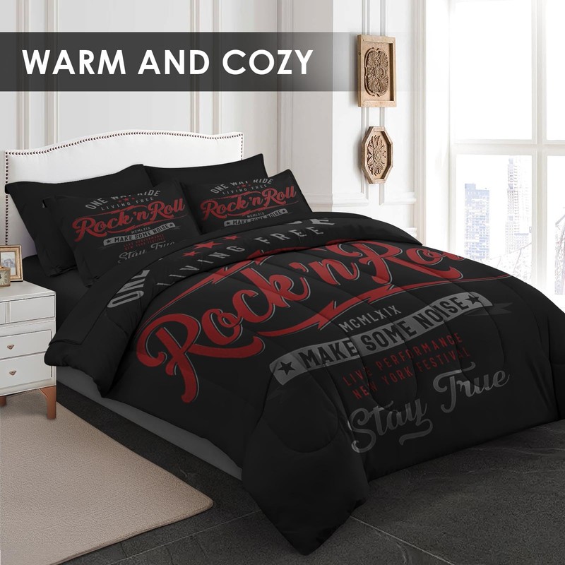 Pamnest Full Comforter Set with Sheets, 7 Pieces Vintage Music