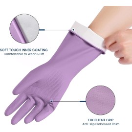 SIFANGKE Rubber Kitchen Cleaning Gloves 4‑Pack – Flocked Lined, Non‑Slip, Multi‑Color M