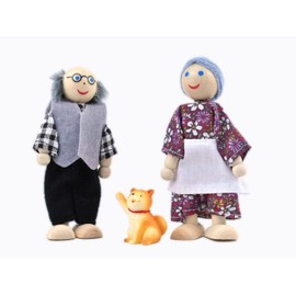 Jzszera Wooden Dollhouse People of 7 Figures and 2 Pets, Family Dolls, Small Figures, Toys for Children, Girls, Children, Pretend Dollhouse Gift
