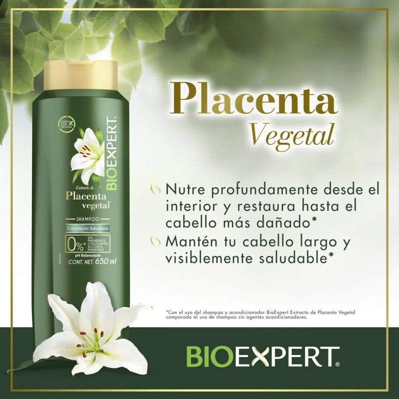 BIOEXPERT Shampoo extracto de placenta vegetal nutre y restaura hasta
