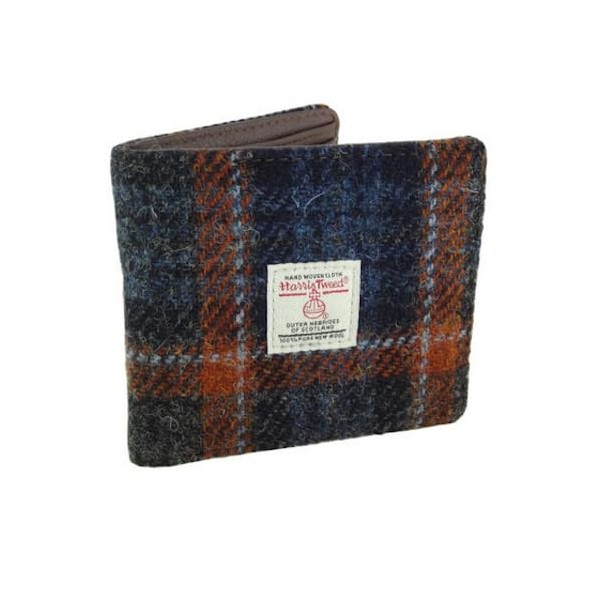 Kilts Wi Hae Navy and Orange Rust Tartan Check Harris