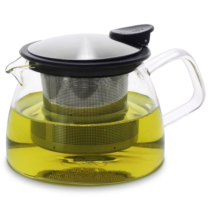 Forlife Bell Glass Teapot with Basket Infuser, 14-Ounce/430ml, White