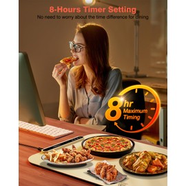 itrusou Warming Mat for Food, iTRUSOU Silicone Electric Warming Tray with 7 Temp-Settings, 1-8Hr Auto Shut-Off, Switchable Fahrenheit/Celsius, Upgrade Strap Keep Food Warm at Buffet, Party, Sabbath, Daily Use