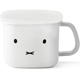 Fuji Enamel Miffy Face Oven-Safe Square Stock Pot Miso Pot White