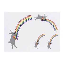 4 x 'Rabbit Clutching A Rainbow' Temporary Tattoos (TO00074480)