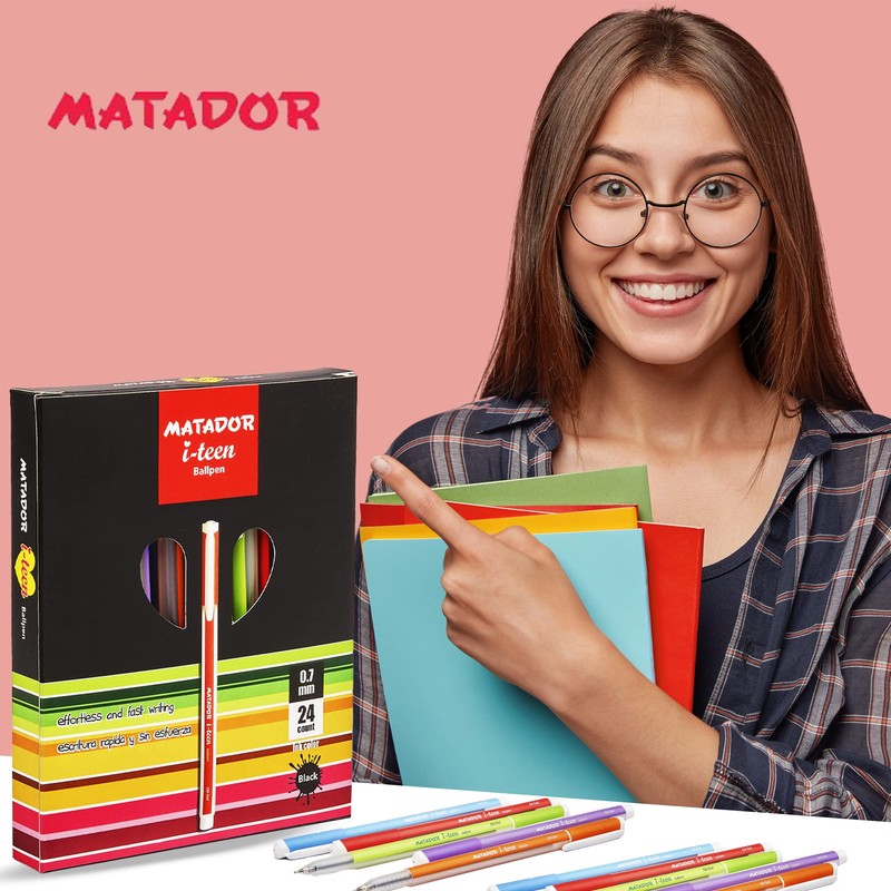 Matador i-teen Ballpen, Fine-Point (0.7 mm), Black Ink, A Trendy