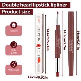 lippenstift fat lip tint lip tattoo peel off lippenstift lipstick 2 in1 Lippenstift, Lippenkonturenstift mit zwei Enden Langanhaltender Lipliner für Frauen und Mädchen, Geburtstagsparty(dunkelroter)