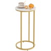 Katrawu C Shaped end Table,Wood Round Side Table for Couch,Small