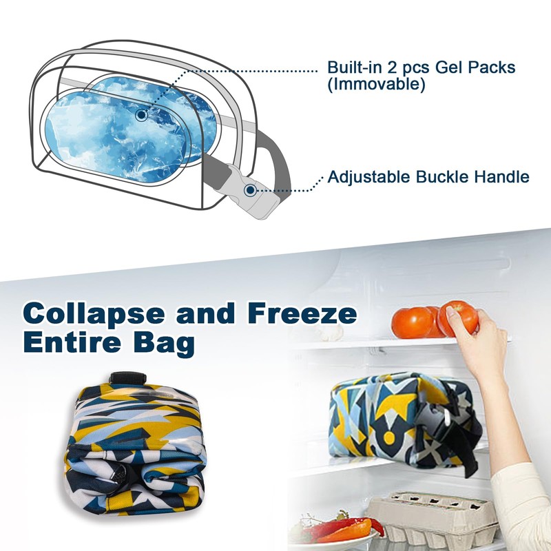 Remobia Hicol Freezable Snack Box with Built-in Ice Packs,Small Insulated
