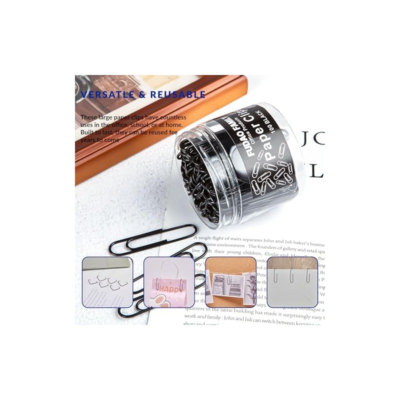 Juego de 100 clips Jumbo - 5,1 cm - Negro