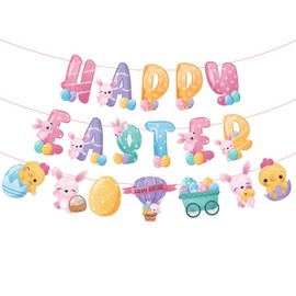 Happy Easter Banner, Easter Day Decorations Banner Favors for Home Holiday Party, Set of 18 for Easter Spring Party, Home, Christian Holiday Decoration