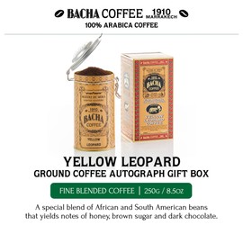 Bacha Coffee | Yellow Leopard Fine Blended Coffee Autograph Collection, Medium Roast, 100% Arabica Ground Beans, 250g
