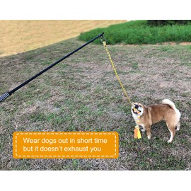 Dewonch Flirt Pole Dog Toys for Training & Exercise,Durable Teaser Stick with Fleece Rope Lure for Medium & Large Pets to Fetch Chase Pull and Tug of War (Yellow, POLE-39.5 inches)