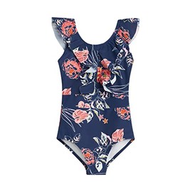 Kanu Surf Girls' Gianna Beach Sport Ruffle One Piece Swimsuit, Reese Navy, 12