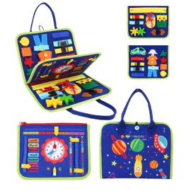 Owana Toys The Busy Board French Games for Children Montessori 1 Year 2 Years 3 Years Motor Skills Children Gift Girls Boys to Primary School for Learning Date Time Sensory Travel Game