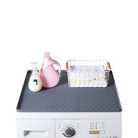 Washer and Dryer Top Protector Mat 25.6’’ x 23.6’’, Non-slip Silicone Mat for Laundry & Kitchen, Washer and Dryer Covers for the Top, Prevent Dust, Scratches and Daily Wear and Tear (Grey-1 Pack)