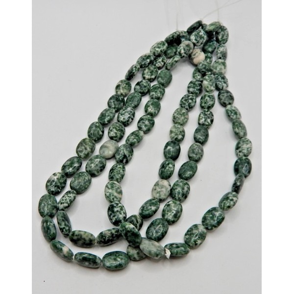 Green Tree Agate 13mm x 10mm Oval Beads( 15 in