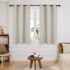 Deconovo Blackout Room Darkening Thermal Insulated Curtains, Energy Efficient & Noise Reducing Grommet Window Drapes for Bedroom, Living Room, Nuresrey, Kids Room, 42x54 Inch, 2 Panels, Light Beige
