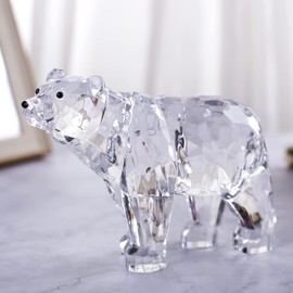 DANRECIN Acrylic Bear Figurine Cute Animal Home Decor Not Crystal Decorations for Bookshelf Dinner Table and Desk (A)