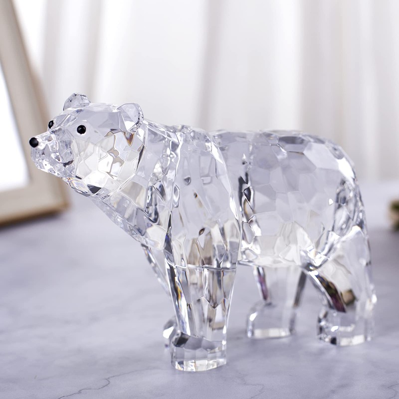 DANRECIN Acrylic Bear Figurine Cute Animal Home Decor Not Crystal