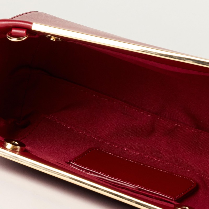 The Drop Harlei Framed Clutch Bag, Dark Red, One Size